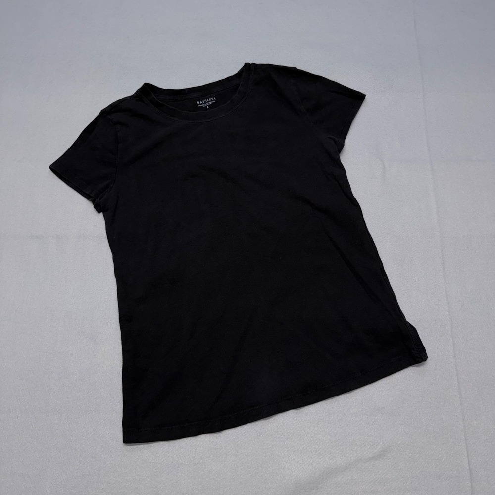 Athleta Organic Daily Crew Tee Womens Small Black Short Sleeve Cotton T-Shirt
